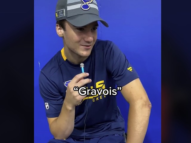Jimmy Snuggerud, Blues Prospect from Minneapolis, trying to pronounce Gravois.