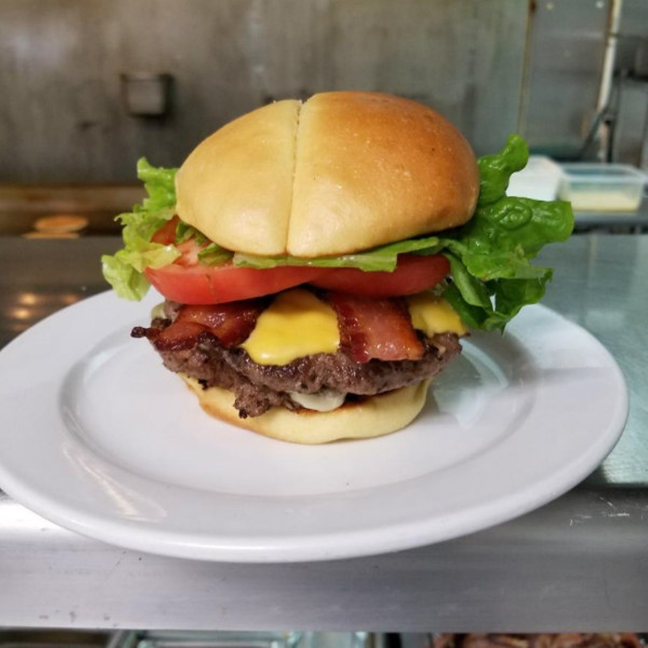 Riverside Diner
(8129 Reilly Avenue; 314-240-5566)
Double patty ground chuck burger with American and Swiss Cheese, topped with Hickory Smoked Bacon, all between a Fazio's Bun.