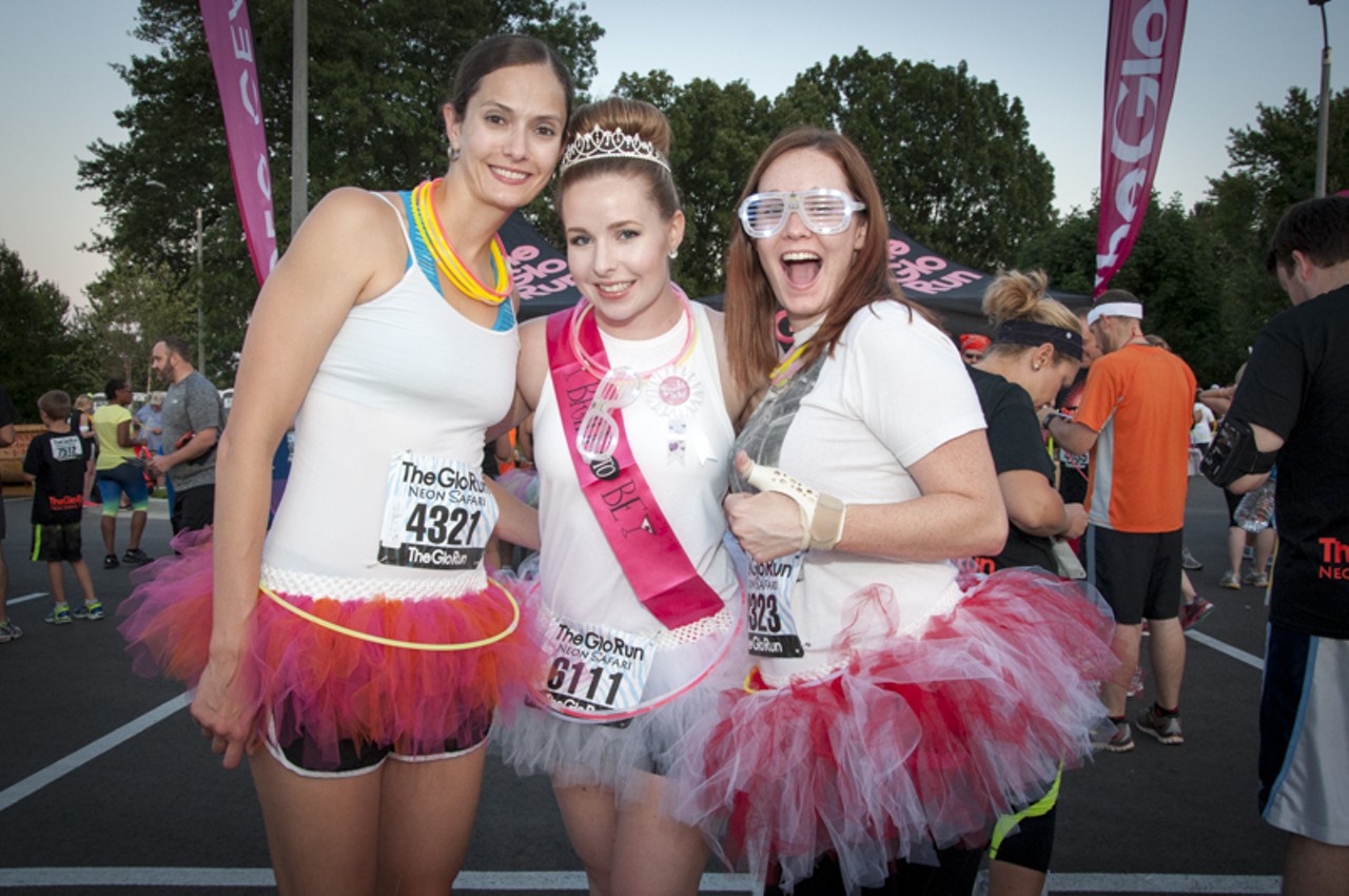 Crystal Cunningham, Shannon Harbaugh, Jennifer Moore kick off Shannon's bachelorette party with a 5k.