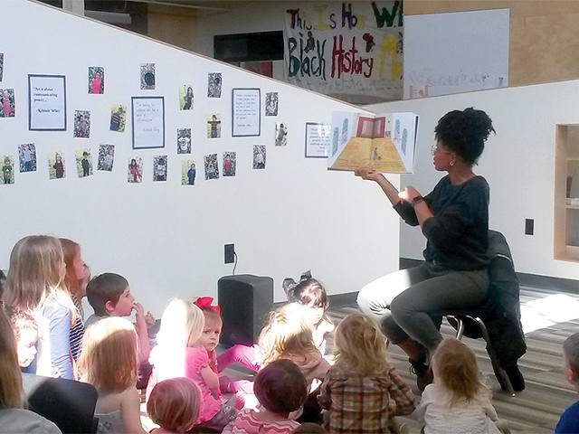 Storyteller and actress Alicia Revé Like engages attendees at a We Stories session.