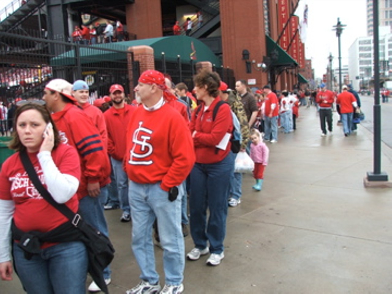 The ticket line stretched out during the first inning.