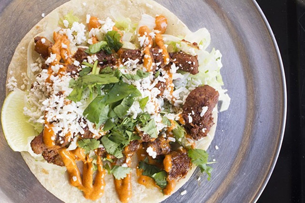 Taco Buddha
7405 Pershing Avenue, University City, MO
(314) 502-9951 
This darling spot opened in U. City in 2017 has been thrilling lovers of tacos -- and Hatch chiles -- ever since. Working with chef Ben McArthur, owner Kurt Eller has put together a selection of eclectic tacos that have a decidedly global influence while still seeming cohesive. And those margaritas are simply killer.