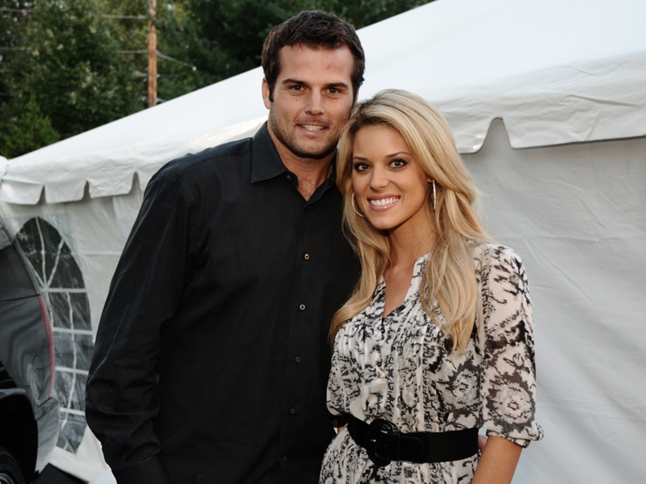 Hey, there's new Rams quarterback Kyle Boller with former Miss California USA 2009, Carrie Prejean.