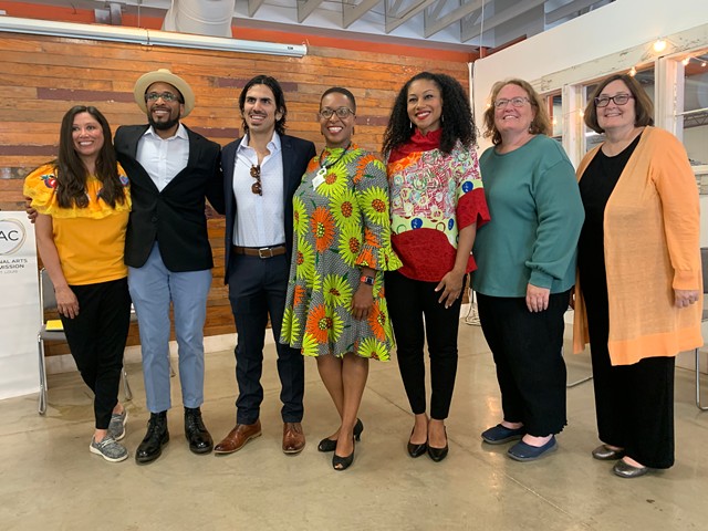 Vanessa Cooksey, RAC CEO and president (center left), and Andréa Purnell, commission chair (center right), announced the new grants today at Old North's Central Print.