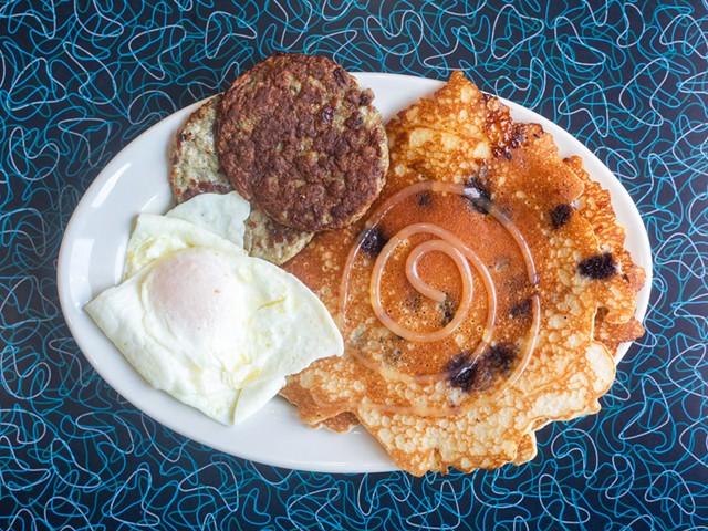 You can find that beautiful, lace-edged pancake at GOTham & Eggs.