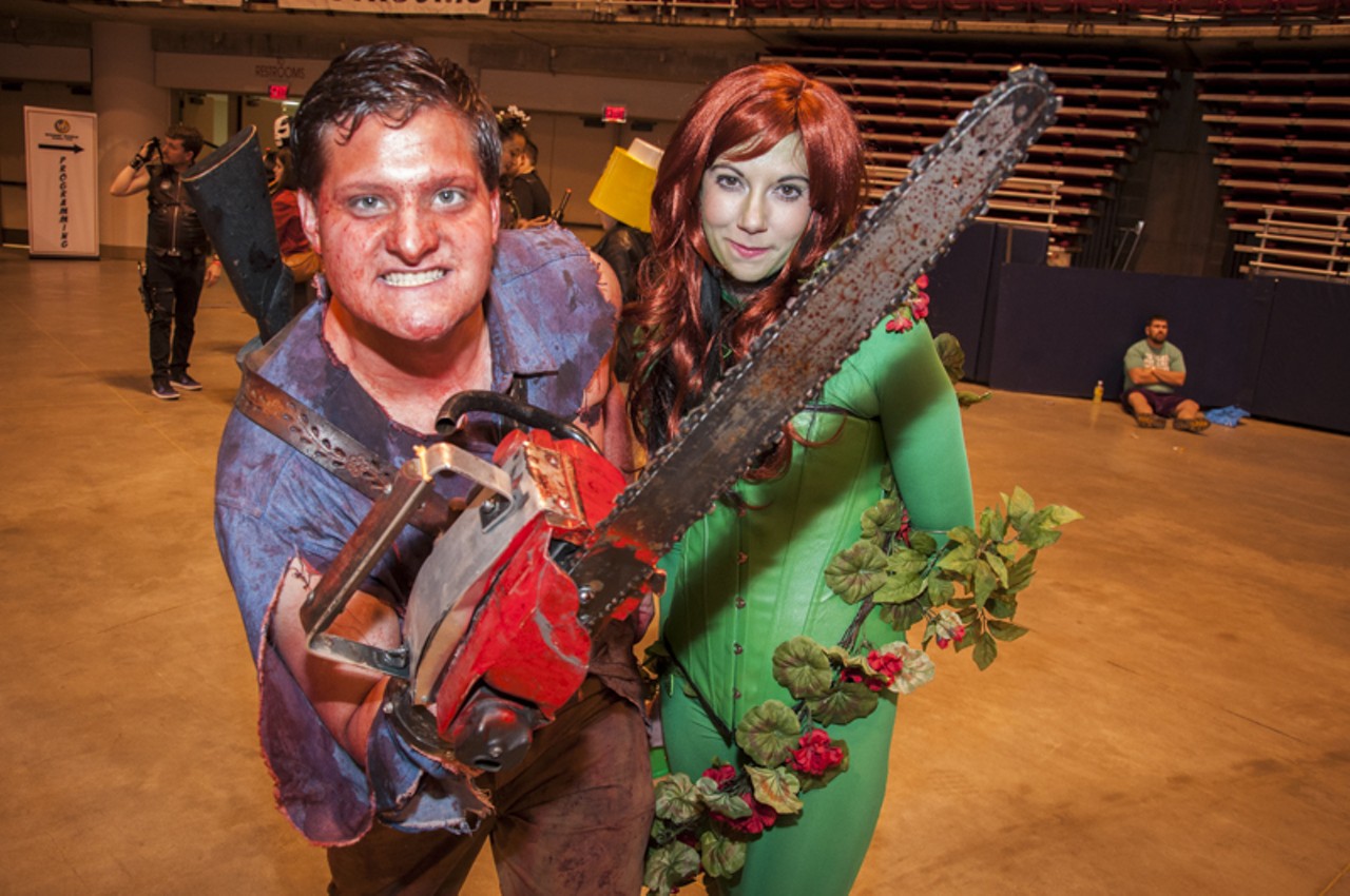 Poison Ivy stops to admire Jonathan Kramer's Evil Dead costume.