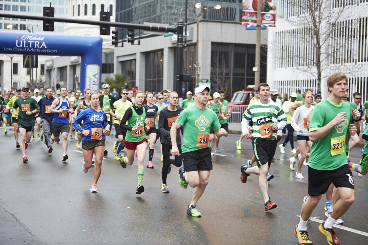 Runners at the 37th Annual St. Patrick's Day Parade Run in downtown St. Louis on March 14, 2015