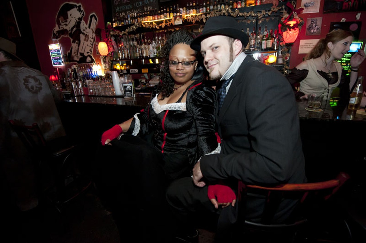 People in steampunk-inspired outfits filled the Crack Fox on Saturday night for Conspiracy's Steampunk Winter Masquerade.