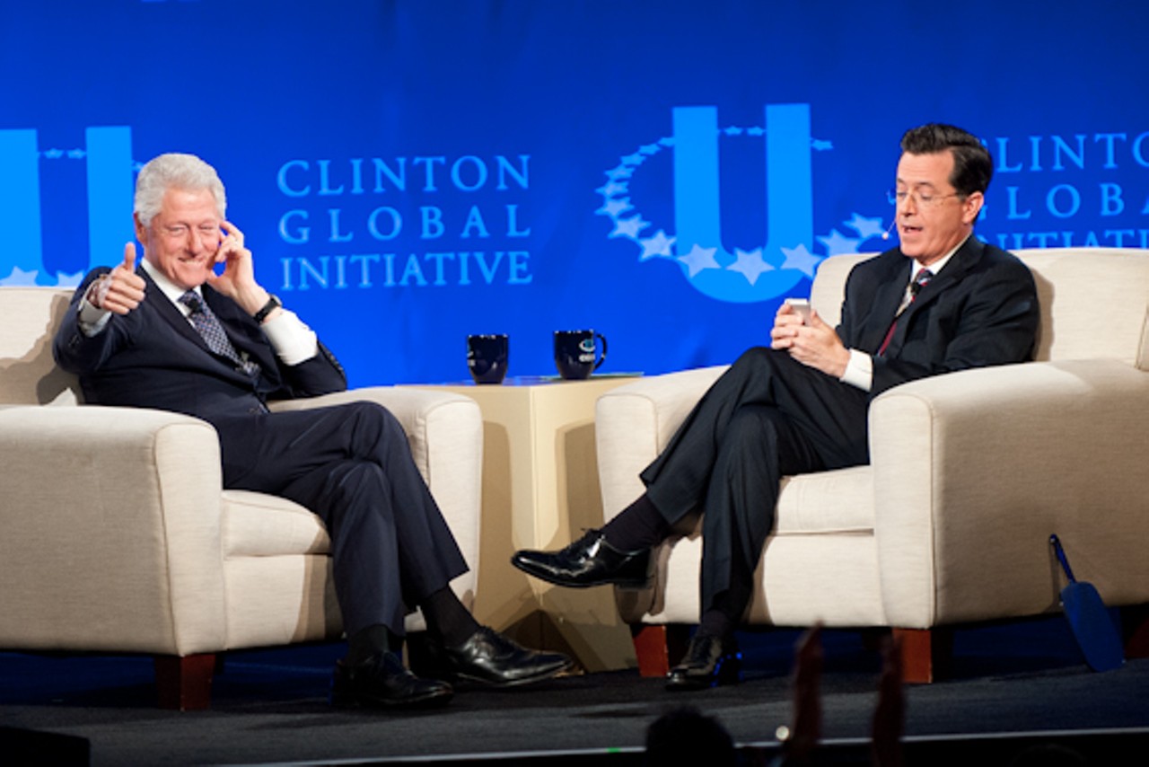 Stephen Colbert interviews President Bill Clinton for the first time at CGI U.&nbsp;