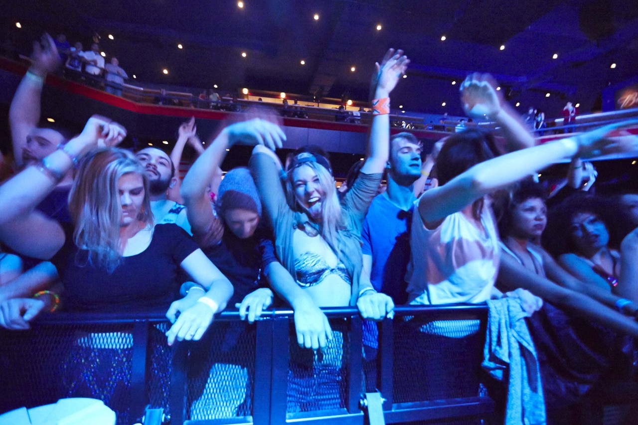 The excitement in the crowd at the Steve Aoki show at The Pageant on March 2, 2015.