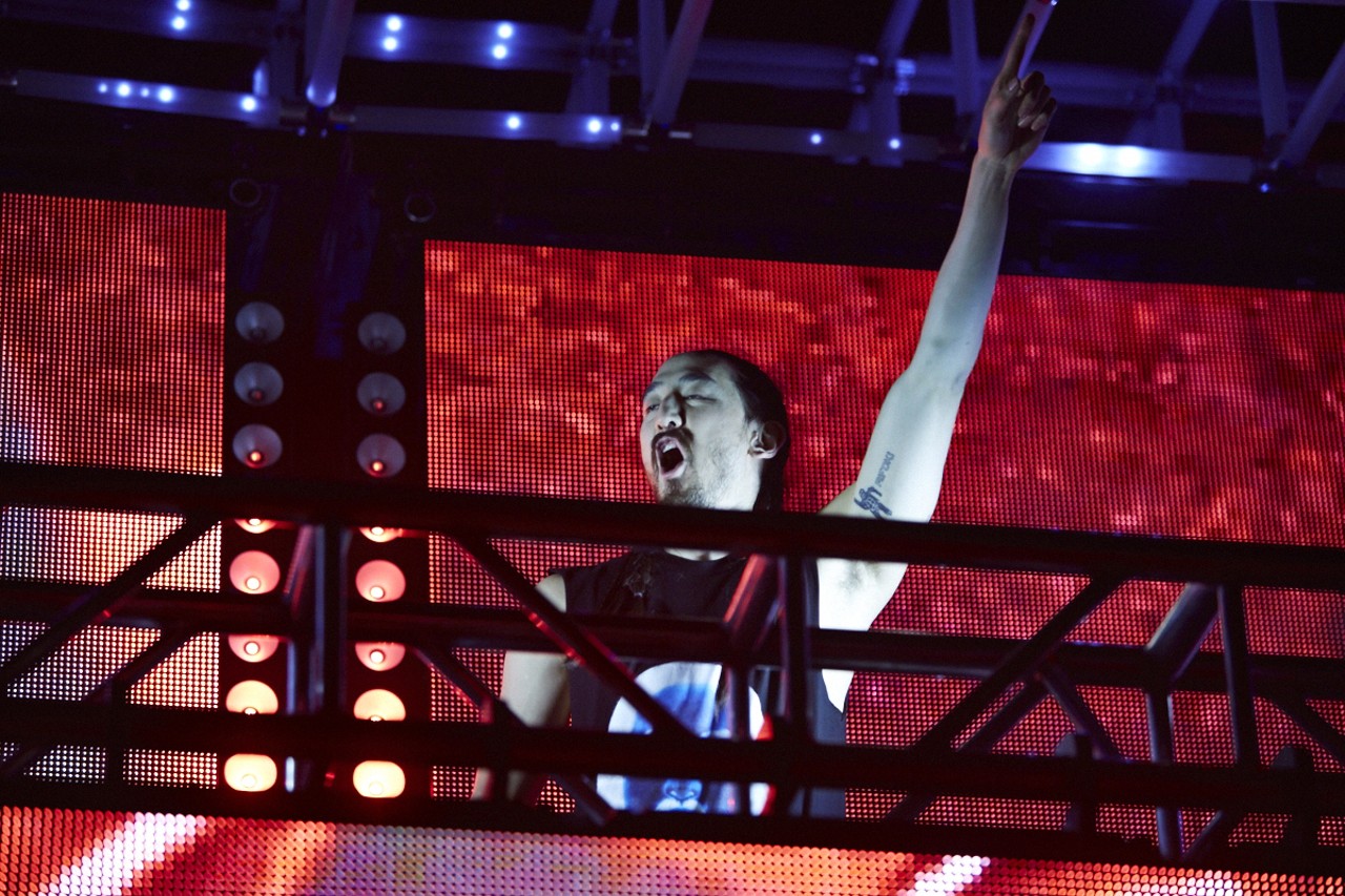 Steve Aoki takes the stage at The Pageant on March 2, 2015.