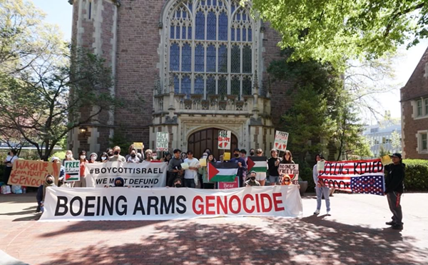 Washington University Students interrupted an admitted students event at Graham Chapel on April 13 to call on the university to divest from Boeing.