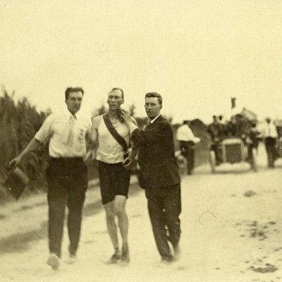 The first documented case of stimulants in the Olympics was in St. Louis.    Thomas Hicks, who went on to win the men's marathon, had to be injected with strychnine. Hicks' trainers dosed him with small amounts throughout the race when he began to get tired. Strychnine was both a common rat poison and stimulant. Hicks also received a combination of brandy and egg whites when he began to get sick toward the end of the race.