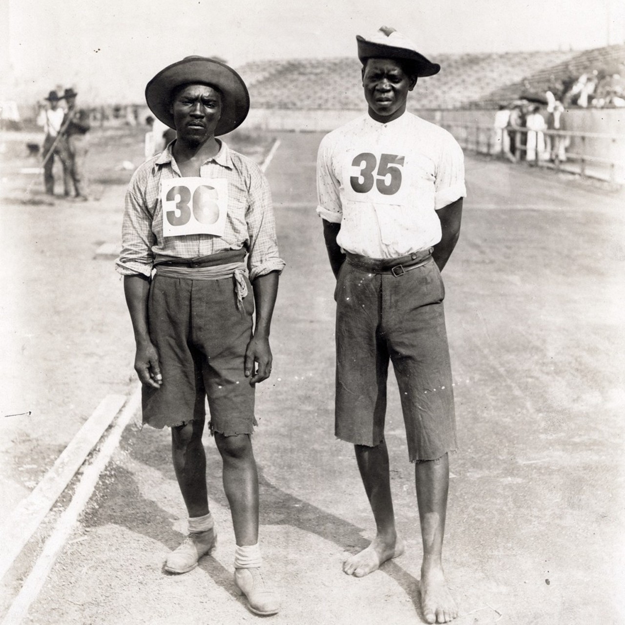 St. Louis had the first African participants in the Olympics.
Len Tau, left, and Jan Mashiani, right, of the Tswana tribe of South Africa were the first African participants the games had. 