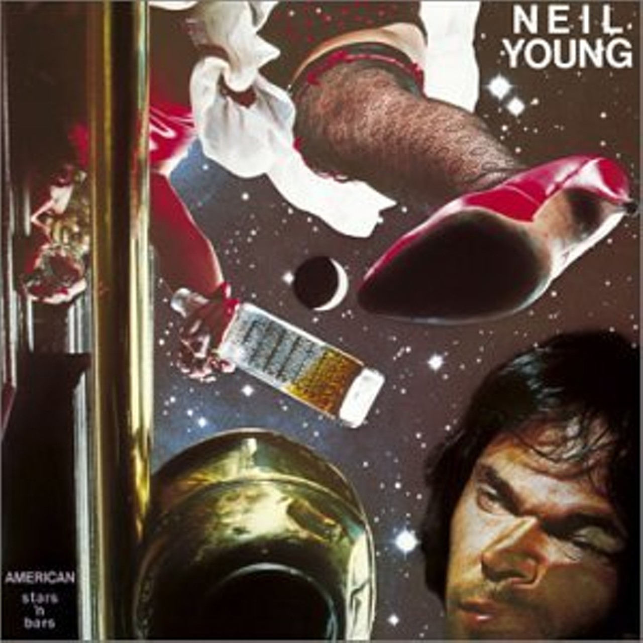 19. Neil Young's "American Stars 'n Bars" cover features an intoxicated Young, apparently bested by the bottle of Canadian whiskey in the pretty lady's hand. Yes, CANADIAN whiskey. Wikipedia told us so. Fail, Young.