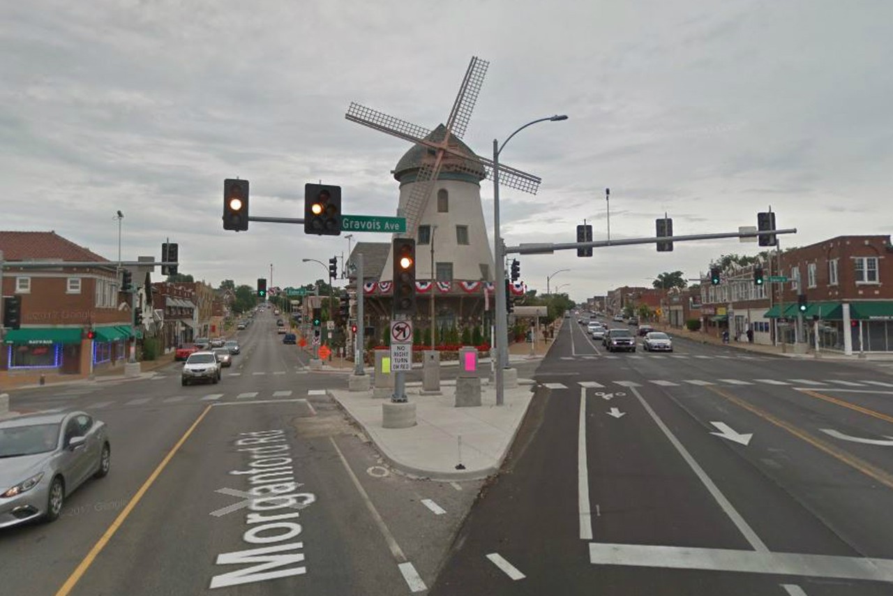 Gravois Ave. & Morganford Rd. & Delor St.
What in the heck. Every time you get out in the middle of this intersection you feel like you're about to lose your life. Nobody knows what the hell is going on here. Trust no one.
Photo courtesy of Google Maps