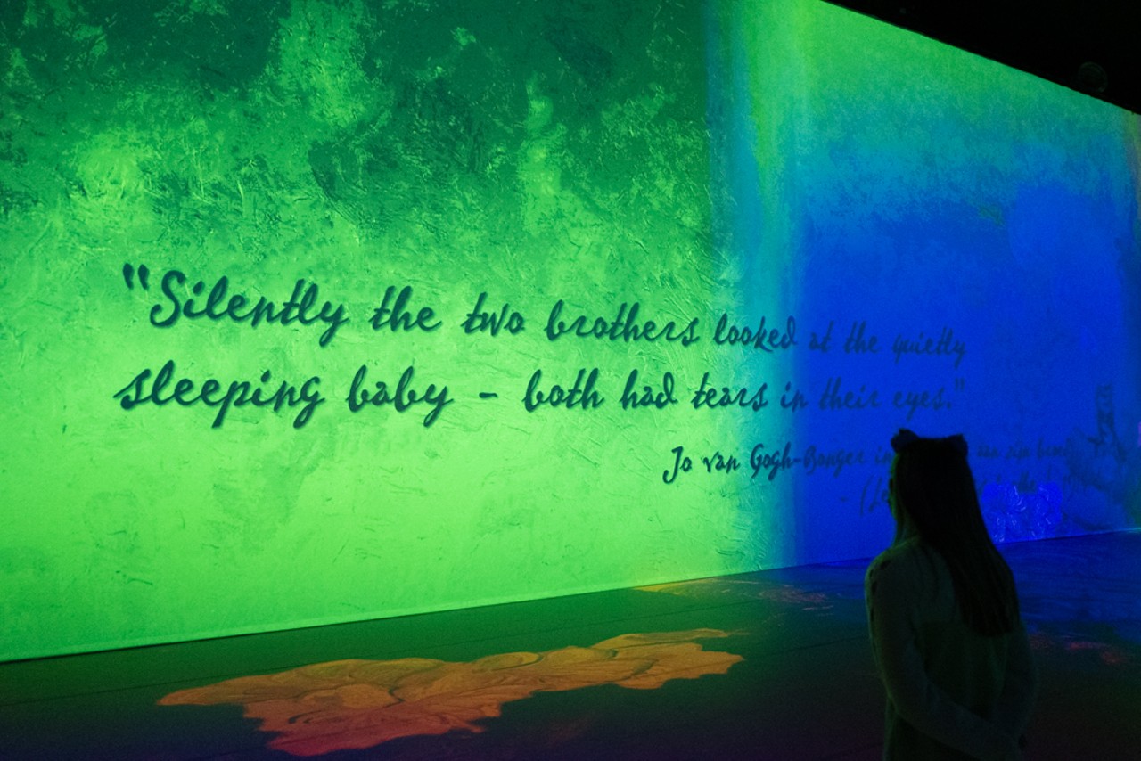 Quotes from van Gogh or those who knew him are also projected on the wall. This quote was from a memoir van Gogh's sister-in-law penned.