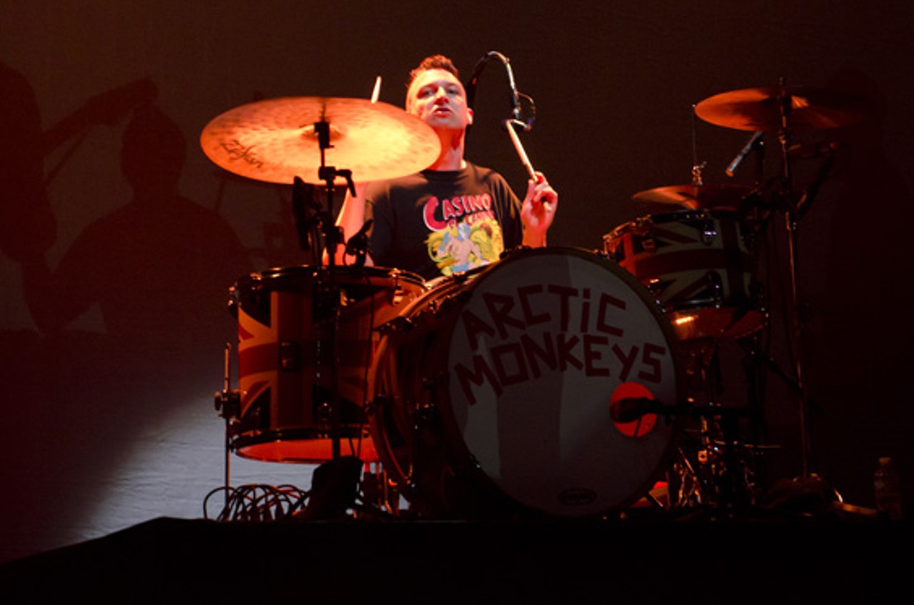 Matt Helders of Arctic Monkeys performing at the Chaifetz Arena in St. Louis on Friday, April 27.