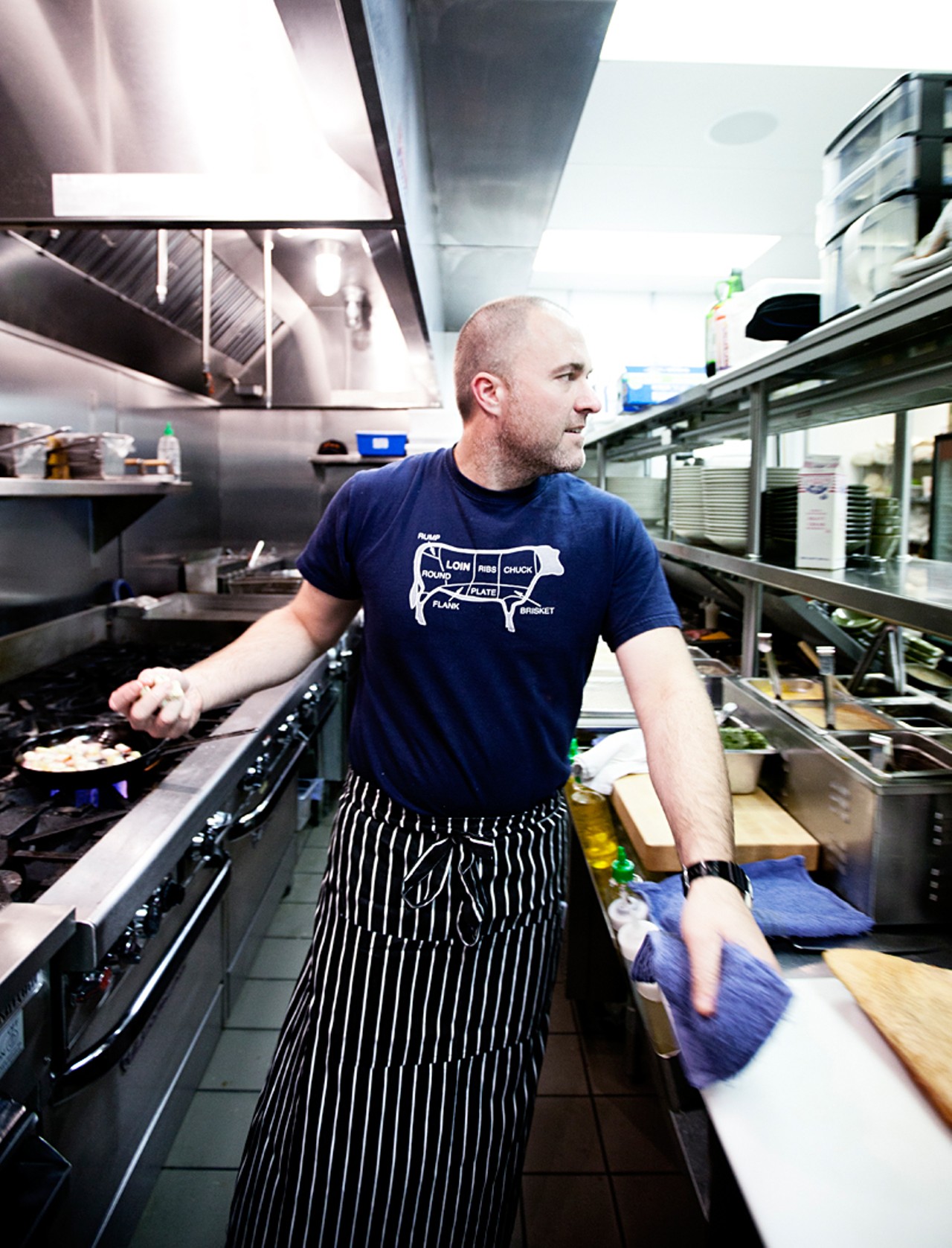 The Block co-owner and co-chef Brian Doherty in the restaurant's kitchen.