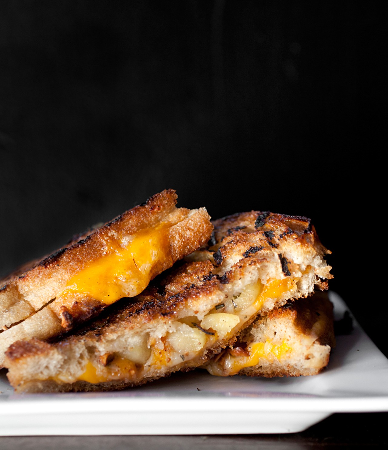 The Grilled Cheese is cheddar, smoked mozzarella, apple rosemary compote, hazelnut, honey and Companion pugliese.