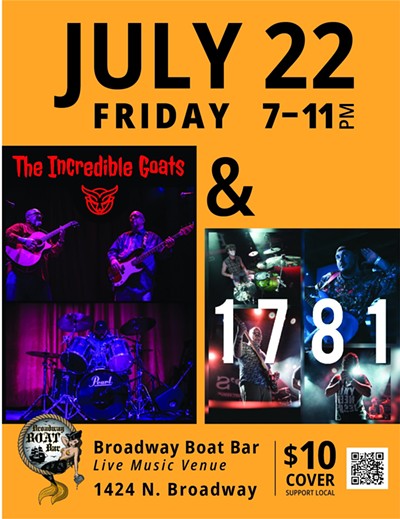 Broadway Boat Bar - July 22, 2022 - The Incredible Goats with 1781 (Alton, IL)
