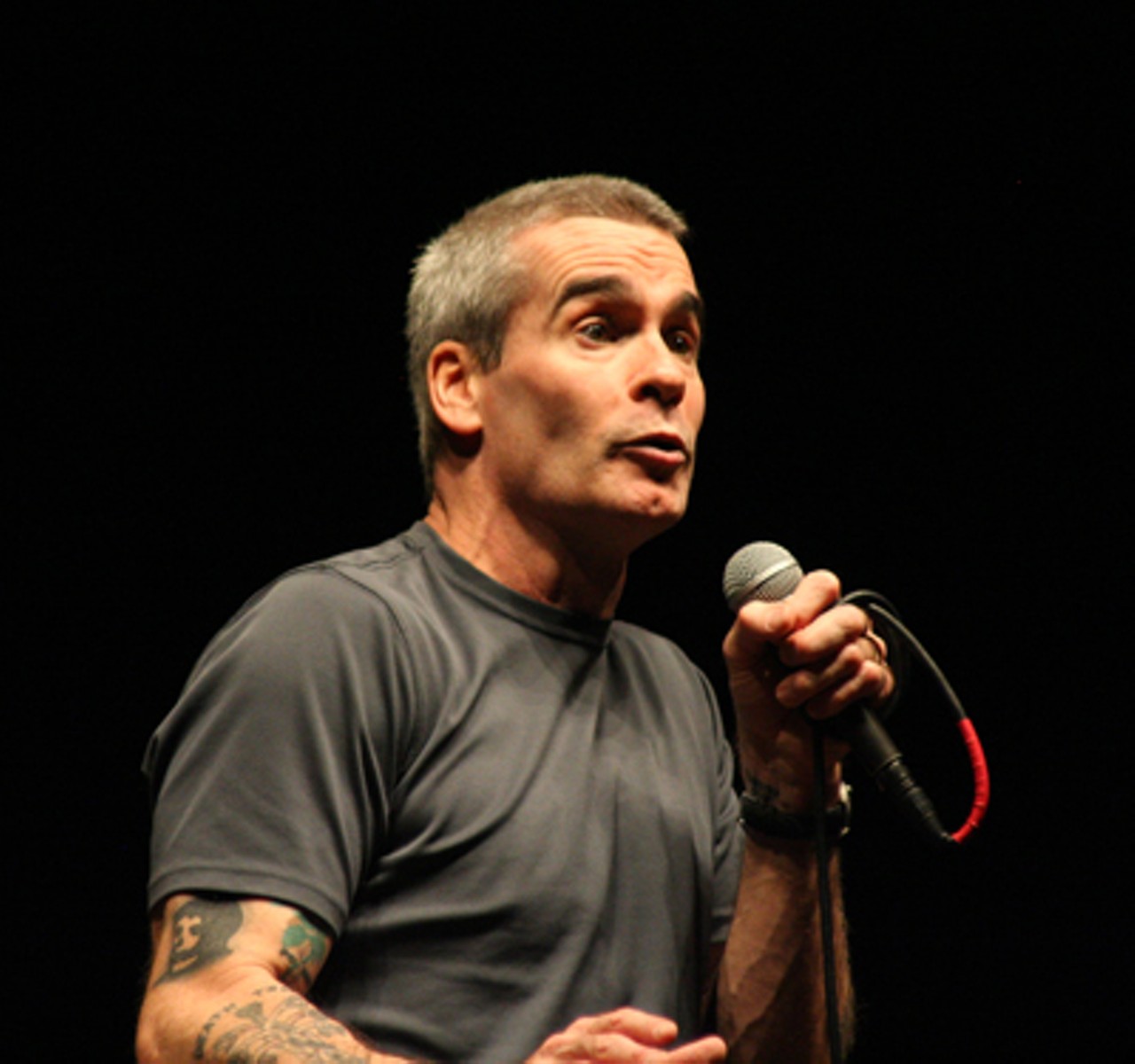 Feigning nerdiness Rollins. 
Read a recap of Rollins' spoken word performance in A to Z.
Read an interview with Rollins in this week's edition, "Get in the Van: Henry Rollins &mdash; musician, spoken-word artist, writer and punk legend &mdash; talks about life on the road.". 
We also posted outtakes from that interview in A to Z.