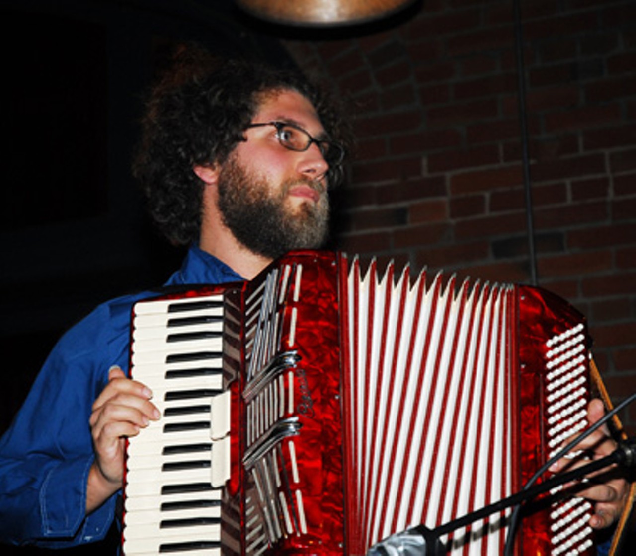JJ Hamon plays the accordion on January 2 at the Schlafly Tap Room.