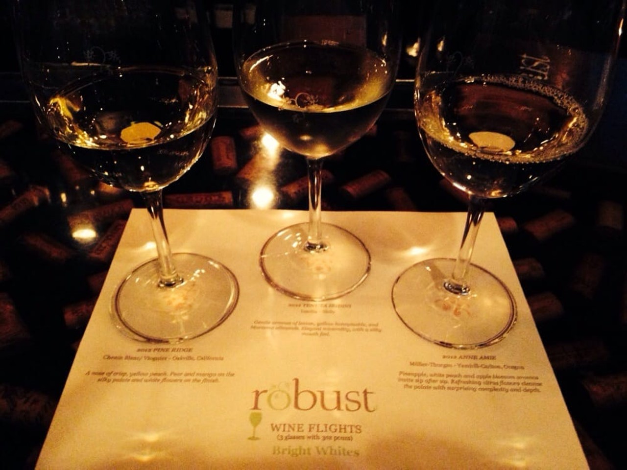 Robust Wine Bar
227 W. Lockwood Ave. 
Webster Groves, MO 63119
(314) 963-0033
Spend an evening in Webster Groves at Robust Wine Bar, where you'll find more than 40 wines by the glass. In addition to flights, tasting plates, gifts and other highlights, Robust also has a fire pit on its patio. Check out Robust's menu here, and make online reservations here. 
Photo courtesy of Yelp / Katie J.