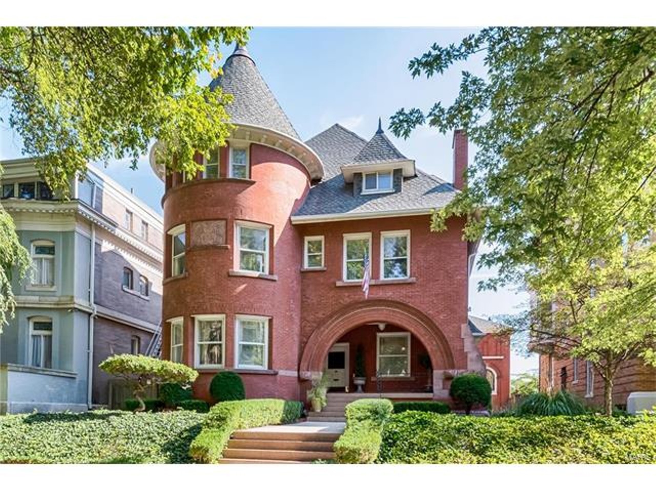 4411 Westminster Place
St Louis, MO 63108
$1,195,000
5 beds, 5 baths, 8,590 sqft
This house may not scream "grandeur" on the outside like some of the others, but just you wait. Inside, this home is a ornate as can be, with highlights including a grand staircase, a living room with a fancy fireplace and a curved wall of windows, and a music room-turned-great room. And the back patio? Don't even get us started.