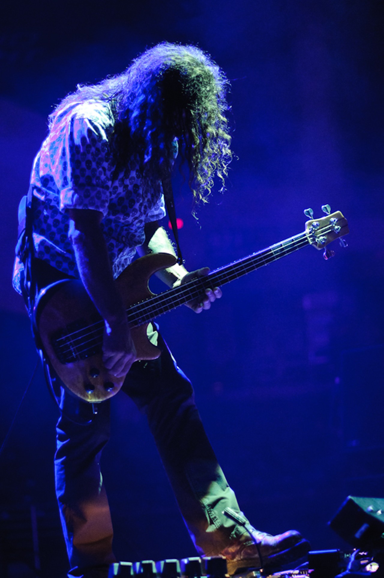 Justin Chancellor of Tool, performing at the Family Arena in St. Charles.