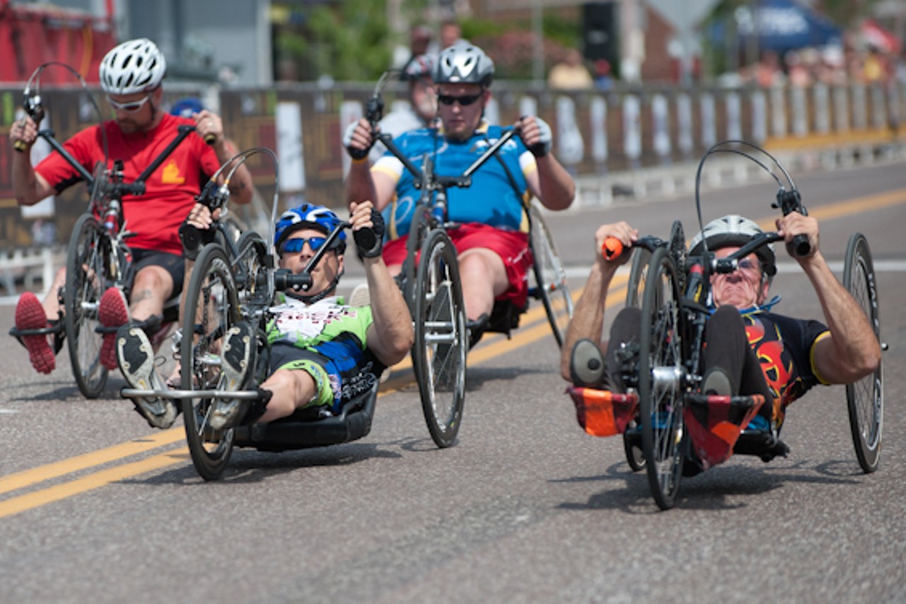 U.S. hand cyclists take the course as part of Tour de Grove on May 12, 2012.