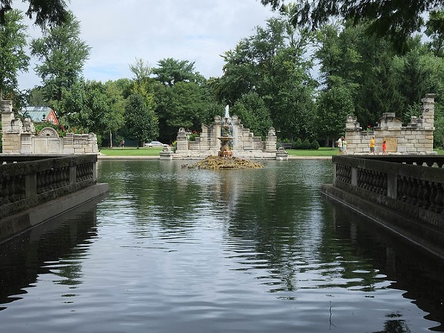 A view of the Ruins from the Pond Loop in Tower Grove Park.