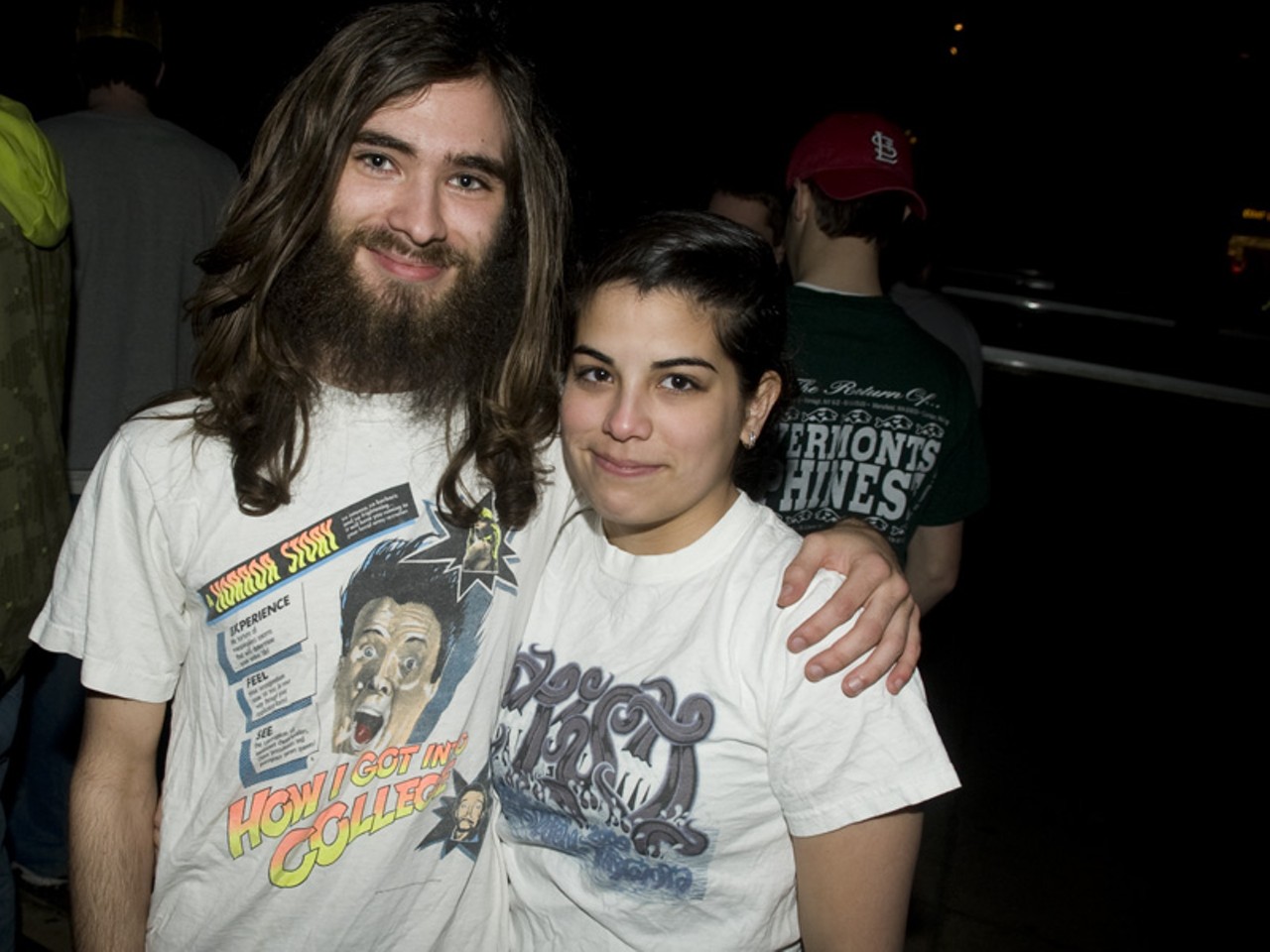 Two fans, one with incredible hair, last night at the Pageant.