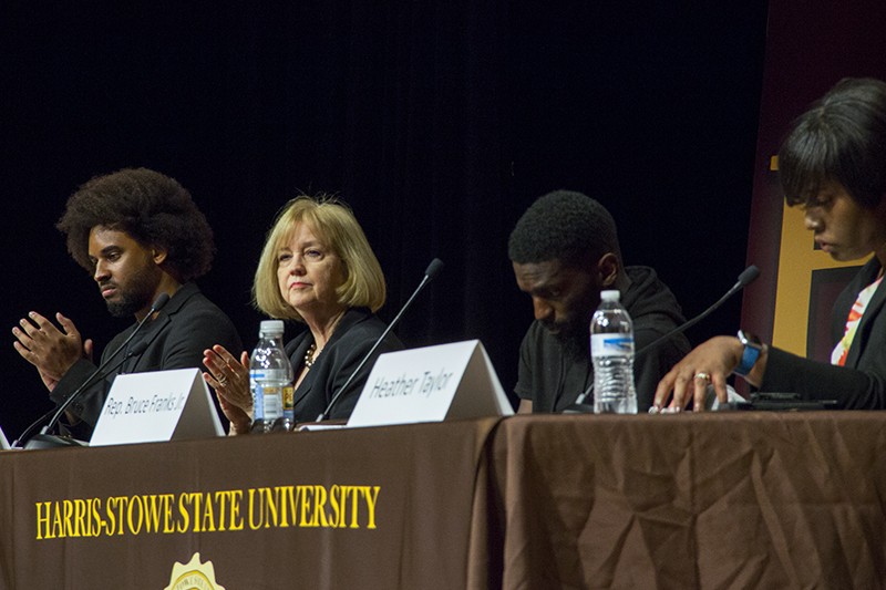 St. Louis Mayor Lyda Krewson faced harsh questions about the police department earlier this month at a town hall meeting at Harris-Stowe. - DANNY WICENTOWSKI