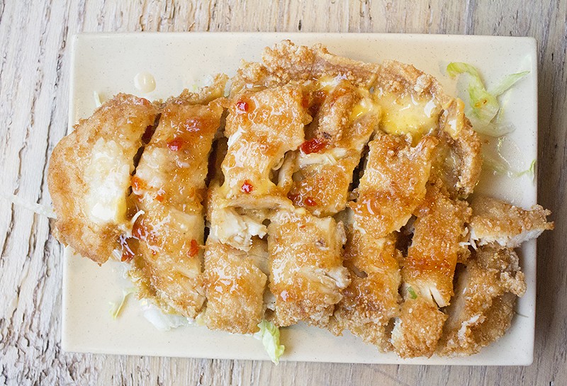 The "Volcano Chicken" combines fried chicken with cheese. - MABEL SUEN