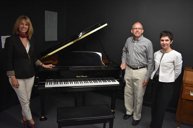 L to R: Pianos for People Executive Director Sheena Stone, piano donor Terry Hammer and 20th Ward Alderwoman Cara Spencer - DANIEL HILL