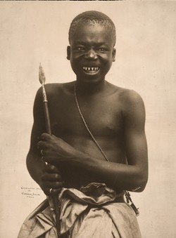 Ota Benga, one of the men displayed as a pygmy. After a year in St. Louis, he was consigned to a cage the Bronx Zoo. - LIBRARY OF CONGRESS
