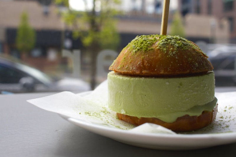 A green tea ice cream sandwich. - CHERYL BAEHR