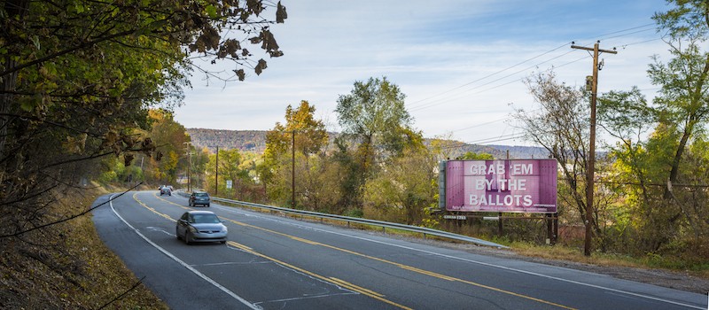 For Freedoms paid for this billboard in Harrisburg, Pennsylvania, in 2016. - COURTESY OF FOR FREEDOMS