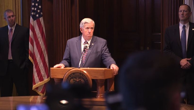 Governor Mike Parson hasn't signed an anti-abortion regulation into law yet. But it's already in effect. - SCREENSHOT VIA YOUTUBE