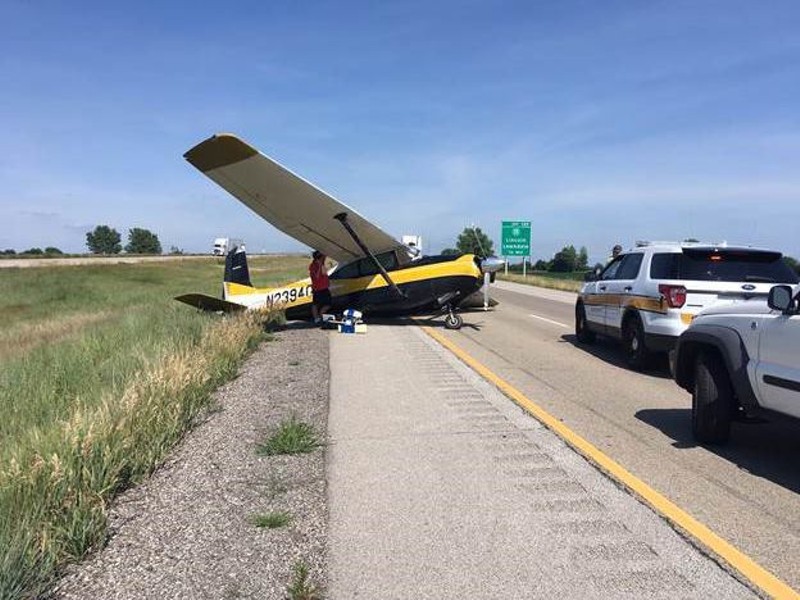 A plane crashed into an O'Fallon family's car on Wednesday on Interstate 55. - COURTESY ILLINOIS DEPARTMENT OF TRANSPORTATION