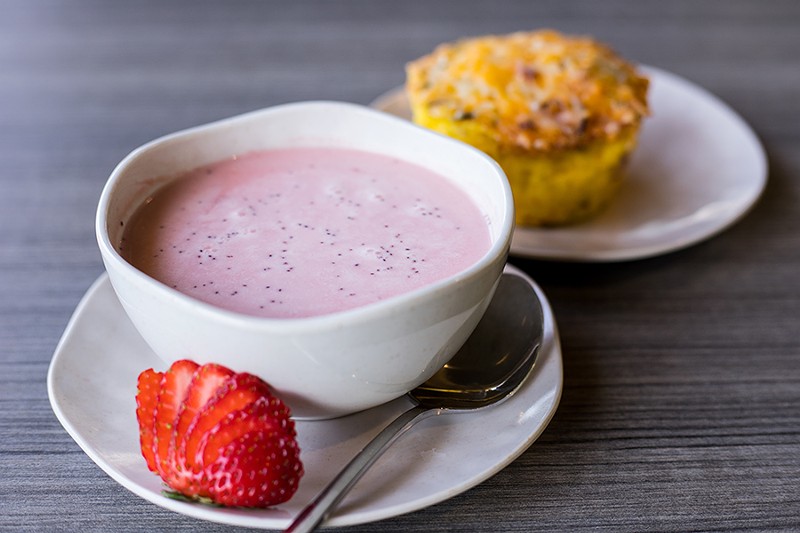 Offerings also include a chilled strawberry soup and veggie frittata. - MABEL SUEN