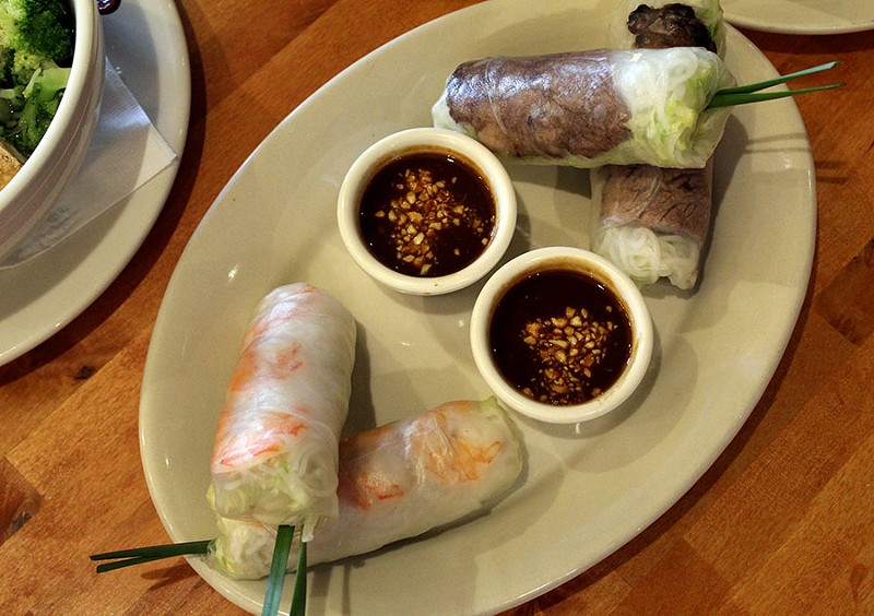 The spring rolls can come filled with shrimp, pork, brisket or chicken for $4.95. - LEXIE MILLER