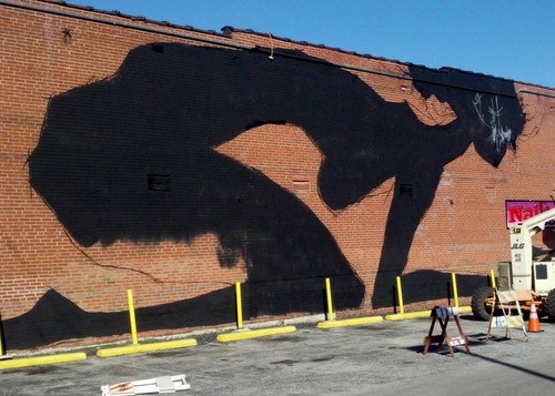 The beginning of Faring Purth's new mural on Cherokee Street. - Allison Babka