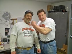 Camel Towing founder Mike Christopher with fan Tony Twist. - Facebook