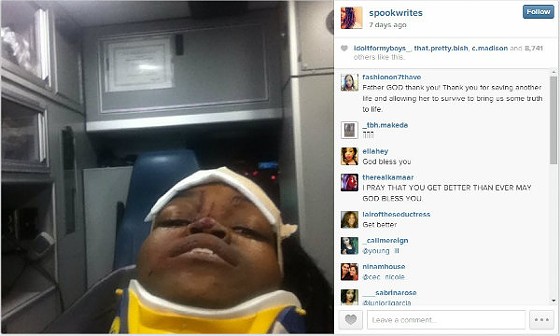 A selfie Mya Aaten-White took in the ambulance on August 12, 2014. - COURTESY OF MYA AATEN-WHITE