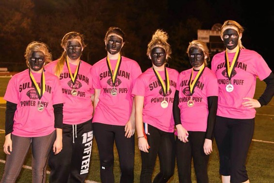 The Sullivan High School senior girls sported blackface at their annual powder-puff football game.