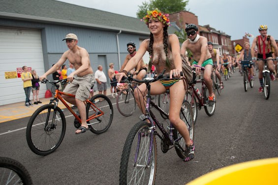 The 2014 World Naked Bike Ride in St. Louis. - Jon Gitchoff