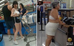 Ladies ain't got time for shirts, pink or otherwise. - PEOPLE OF WALMART