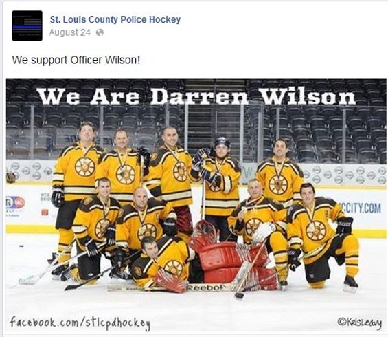 St. Louis County Police Hockey Team Publicly Supports Officer Darren Wilson on Facebook